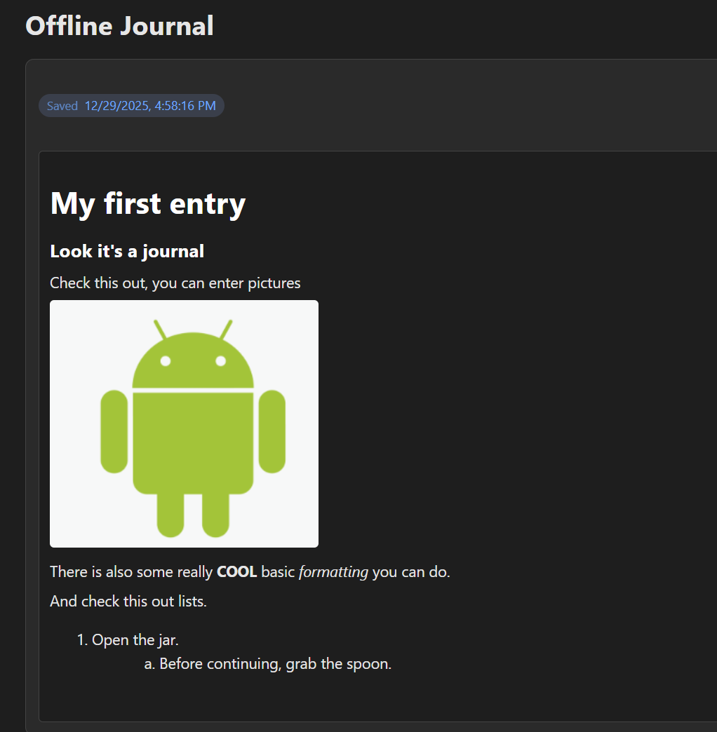 Offline Journal Preview